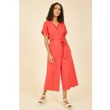Red - Women Jumpsuits & Overalls Yumi Viscose Button Up Jumpsuit, Red