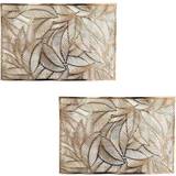 Gold Cloths & Tissues Homescapes Set of 2 Floral Leaf Place Mat Gold