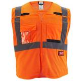 4XL Work Vests Milwaukee Class Breakaway High Visibility Orange Mesh Safety Vest