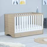 Babymore Veni Cot Bed With Drawer Oak White