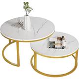 SODHOD Artificial Marble Coffee Table 70cm 2pcs
