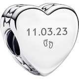Silver Charms & Pendants Pandora Engravable Heart Charm - Silver