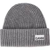 Women Beanies on sale Ganni Rib Knit Beanie - Grey