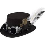 Women Hats Boland Specspunk Hat with Glasses and Gears for Women Black