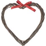 Brown Decorations Slim Heart Wreath With Spotty Ribbon Decoration