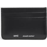 Cotton Card Cases AMI Paris - logo-print leather cardholder Calf Leather/Cotton - OS - Black