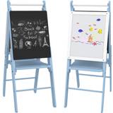 Building Games Aiyaplay 3 in 1 Adjustable Height Easel for Kids with Paper Roll Blue