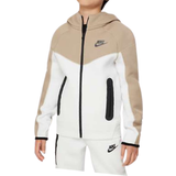 White Tops Children's Clothing Nike Older Kid's Sportswear Tech Fleece Full-Zip Hoodie - Summit White/Khaki/Black/Black (FD3285-121)