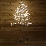Decoris 108cm Warm White 230 Silver Metal Frame Light Up Silhouette Christmas Tree
