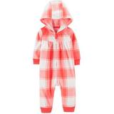 9-12M Jumpsuits Carter's Baby Plaid Hooded Zip-Up Fleece Jumpsuit - Pink/White