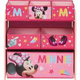 Storage Boxes Kid's Room Disney Minnie Mouse Wooden Toy Organiser with 6 Storage Bins