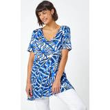 Roman Abstract Print Jersey Tunic Top in Blue