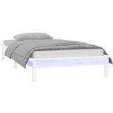 vidaXL Solid Wood Bed with LEDs 90x190cm