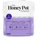 Moisturizing Menstrual Protection The Honey Pot Organic Cotton Cover Overnight Pads with Wings Regular 12-pack