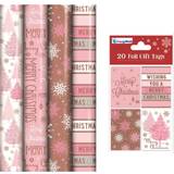 4 x 8M Blush Pink Gift Wrap with 20 Tags Pink