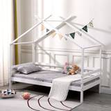 White Childbeds Kid's Room No Trundle, No Mattress Teddy Kids Wooden House Treehouse Single Bed & Optional Trundle