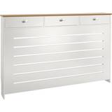 B&Q Large Radiator Cover With Drawers Oak-Effect Top In Cream