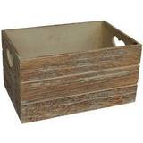 Small Oak Effect Heart Cut Handle Wooden Crate Crate Storage Box