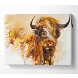 WallArt The Highland Cow Illustration Yellow Wall Decor 81.3x50.8cm
