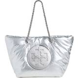 Silver Totes & Shopping Bags Tory Burch Ella Metallic Chain Soft Tote Bag - Silver