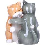 Spice Racks Hugging Kitty Cats Ceramic Salt Pepper Shakers Magnetic Orange,Gray Orange,Gray