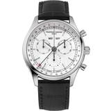 Frederique Constant Watches Frederique Constant FC-296SW5B6 Classic Chronograph Leather Watch, Black/White