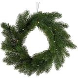 Green Decorations Charles Bentley 12" Pre-Lit Green Christmas Front Door Wreath Artificial Nordic Spruce Realistic Decoration
