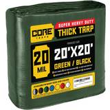Core Tarps 20' x 20' Green Black Extreme Heavy-Duty Weatherproof 20 Mil Poly Tarp with Reinforced Edges