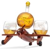 Whiskey Carafes Godinger Decanter Airplane Globe Set 2 World Whiskey Carafe