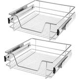 tectake 2 Sliding wire baskets with drawer slides 50 cm