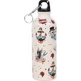 Multicoloured Water Bottles Something Different Gothic Homeware Tattoo Print Water Bottle