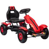 Side Mirrors Pedal Cars Homcom Children Pedal Go Kart w/ Adjustable Seat, Inflatable Tyres Red