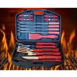 Black Barbecue Cutlery Prima Steel BBQ Utensil Set Hard Carry Case 18PC Barbecue Cutlery