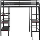 Gaming high sleeper bed X Rocker Fortress Gaming High Sleeper Bed with Shelves & Desk 57.1x77.8"