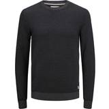 Knitted Sweaters - Men Jumpers Jack & Jones Atlas Round Neck Knitted Sweater - Grey/Dark Grey Melange