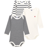 24-36M Bodysuits Children's Clothing Petit Bateau Long Sleeved Bodysuit 3-pack - White/Navy Stripes (A01TB00)