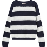 Blue Knitted Sweaters Kids Only Night Sky Cloud dancer Sif Striped Strik Bluse-110/116