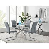 Dining table and chairs Novara Clear Tempered Glass 100cm Dining Table