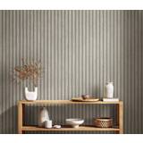 Non-woven Wallpapers A.S. Creation Wooden Slats Panel Wallpaper Off White Silver Grey 39109-5