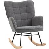 Padded Seat Rocking Chairs Homcom Wingback Nursing Dark Grey Rocking Chair 101cm