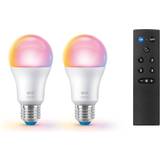 WiZ Light Bulbs WiZ Bulbs Smart Color 8,5W 806lm 22006500K RGB 2pack E27 & Remote