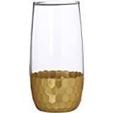Gold Glasses Premier Housewares Olivia's Set of 4 Amelia Clear High Ball Honeycomb Drinking Glass