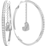 Guess Heart To Heart Hoops & Dangling Heart Earrings - Silver/Transparent