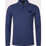 Boss Orange Men's Passerby Long Sleeved Polo Shirt Navy Blue