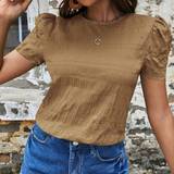 Shein Solid Puff Sleeve Blouse