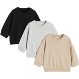 Multicoloured Sweatshirts Children's Clothing H&M Baby Cotton Sweatshirts 3-pack - Light Gray Melange/Black