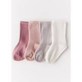 Lindex Ribbed Socks 4-pack - Dusty Lilac