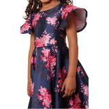 Zipper Dresses Children's Clothing Chi Chi London Girls Flutter Sleeve Floral Midi Dress - Pink