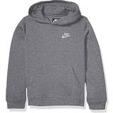 Grey Hoodies Nike Older Kid's Sportswear Club Pullover Hoodie - Carbon Heather/White (BV3757-091)