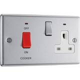 Cookers BG Brushed 45A Double Pole + Socket + Neon White